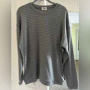 Pulse Charcoal and White Striped Long Sleeve Top